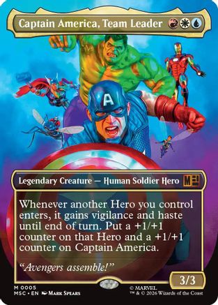 Captain America, Team Leader (Borderless) (MSC-005) [Commander: Marvel Super Heroes] Foil