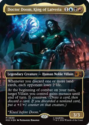 Doctor Doom, King of Latveria (Borderless) (Surge Foil) (MSC-880) [Commander: Marvel Super Heroes] Foil
