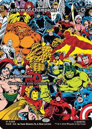 Anthem of Champions (Borderless) (MAR-085) [Marvel Universe Eternal-Legal] Foil