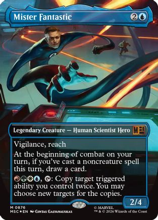 Mister Fantastic (Borderless) (Surge Foil) (MSC-876) [Commander: Marvel Super Heroes] Foil