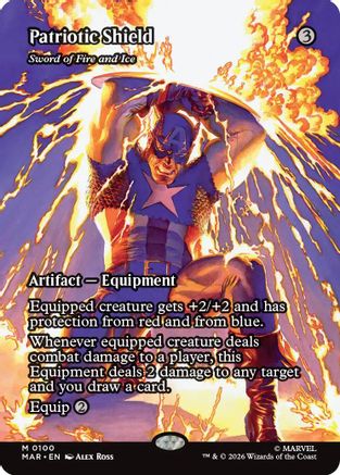 Patriotic Shield - Sword of Fire and Ice (Borderless) (MAR-100) [Marvel Universe Eternal-Legal] Foil