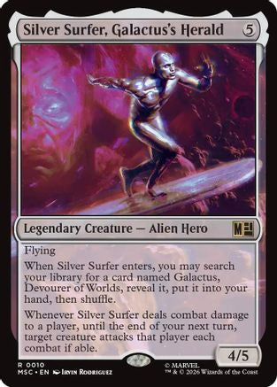 Silver Surfer, Galactus's Herald (Surge Foil) (MSC-010) [Commander: Marvel Super Heroes] Foil