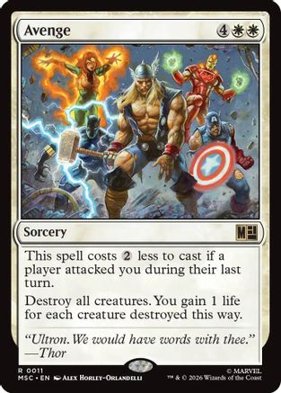 Avenge (Surge Foil) (MSC-011) [Commander: Marvel Super Heroes] Foil