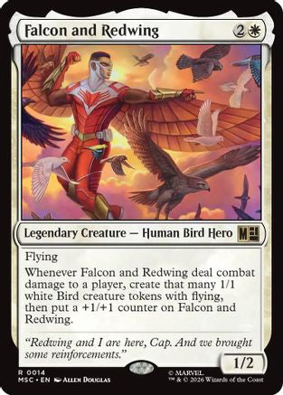 Falcon and Redwing (Surge Foil) (MSC-014) [Commander: Marvel Super Heroes] Foil