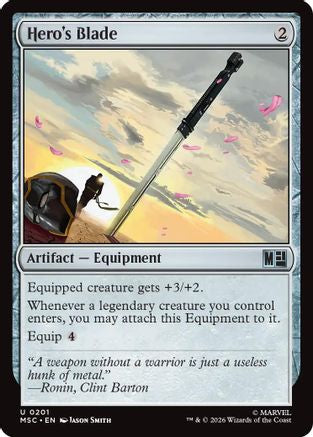 Hero's Blade (Surge Foil) (MSC-201) [Commander: Marvel Super Heroes] Foil
