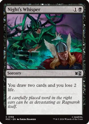 Night's Whisper (Surge Foil) (MSC-158) [Commander: Marvel Super Heroes] Foil