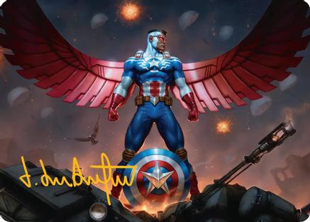Captain America, Wings of Freedom Art Card (2/45) (Gold-Stamped Signature) (AAMSH-002) [Art Series: Marvel Super Heroes]