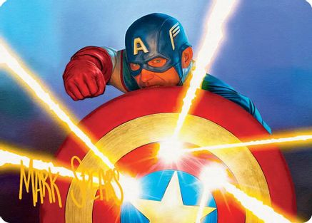 Captain's Defense Art Card (Gold-Stamped Signature) (AAMSH-041) [Art Series: Marvel Super Heroes]