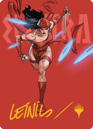 Elektra, Daughter of the Hand Art Card (Gold-Stamped Signature) (AAMSH-025) [Art Series: Marvel Super Heroes]