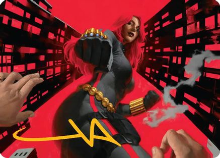 Black Widow, Deadly Hunter Art Card (Gold-Stamped Signature) (AAMSH-042) [Art Series: Marvel Super Heroes]