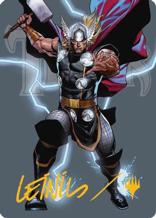 Thor, God of Thunder Art Card (Gold-Stamped Signature) (AAMSH-026) [Art Series: Marvel Super Heroes]