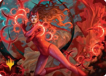 Scarlet Witch, Chaotic Avenger Art Card (Gold-Stamped Planeswalker Symbol) (AAMSH-038) [Art Series: Marvel Super Heroes]