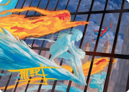 Iceman and Firestar Art Card (Gold-Stamped Signature) (AAMSH-045) [Art Series: Marvel Super Heroes]