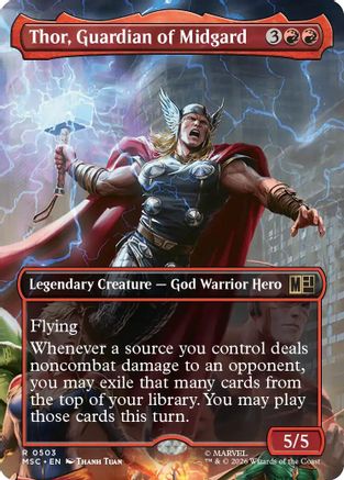 Thor, Guardian of Midgard (Borderless) (MSC-503) [Commander: Marvel Super Heroes] Foil