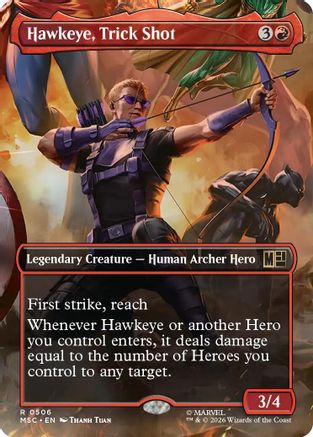 Hawkeye, Trick Shot (Borderless) (MSC-506) [Commander: Marvel Super Heroes] Foil