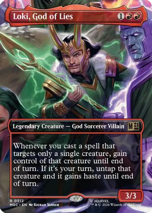 Loki, God of Lies (Borderless) (MSC-512) [Commander: Marvel Super Heroes] Foil