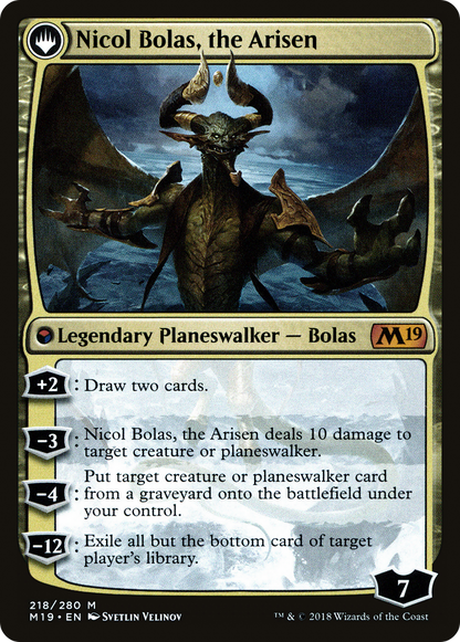 Nicol Bolas, the Ravager // Nicol Bolas, the Arisen (PRE-218S) [Core Set 2019 Promos] Foil