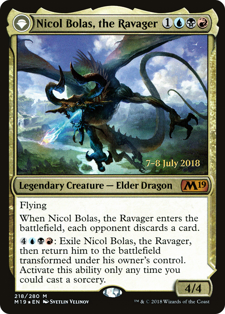 Nicol Bolas, the Ravager // Nicol Bolas, the Arisen (PRE-218S) [Core Set 2019 Promos] Foil