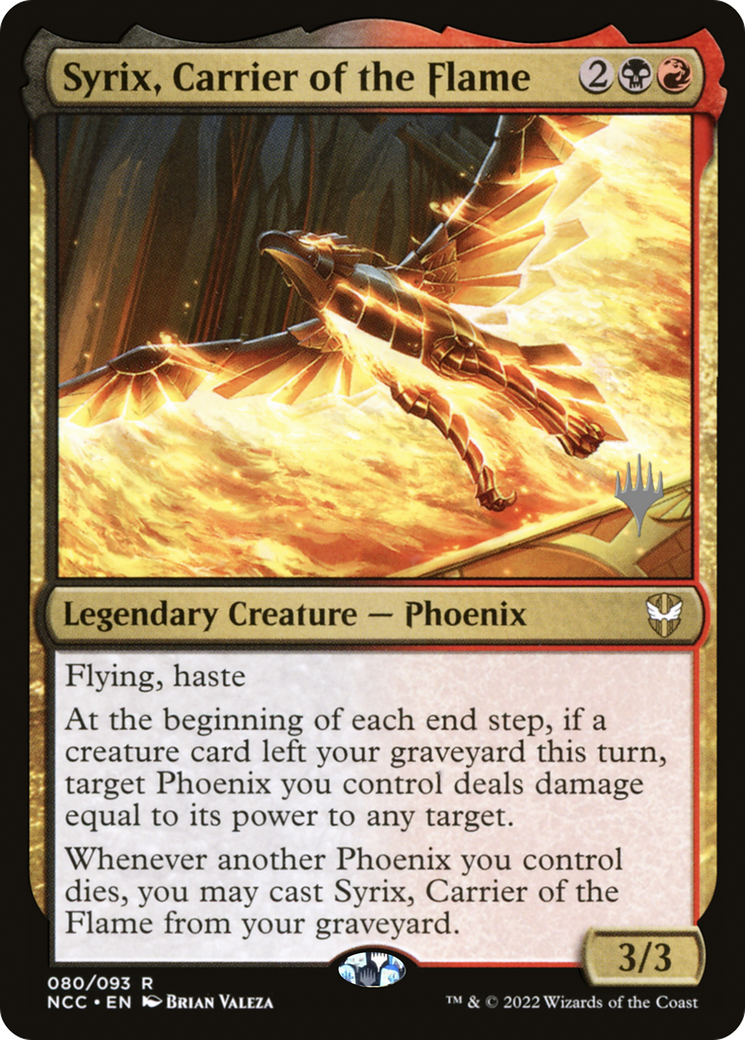 Syrix, Carrier of the Flame (PPSNC-080) [Promo Pack: New Capenna Commander Promos] Foil