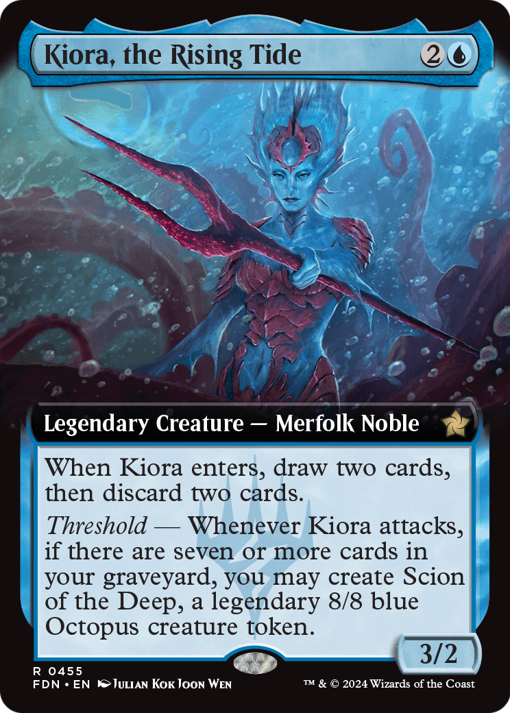 Kiora, the Rising Tide (Extended Art) (FDN-455) [Foundations] Foil