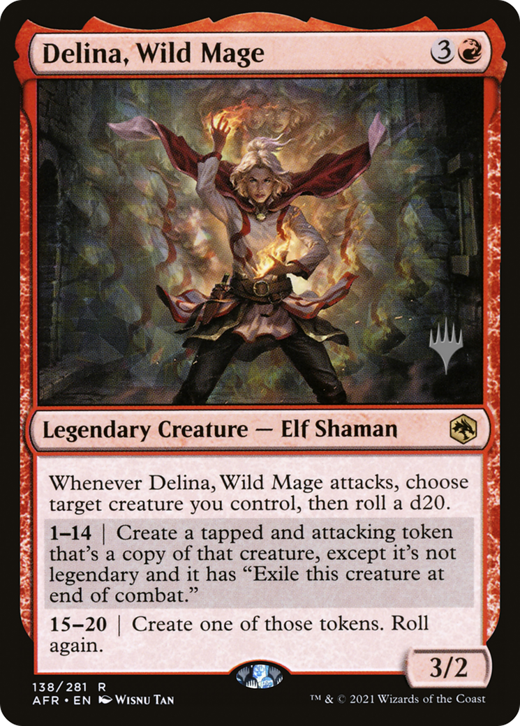 Delina, Wild Mage (PPAFR-138P) [Promo Pack: Adventures in the Forgotten Realms Promos] Foil