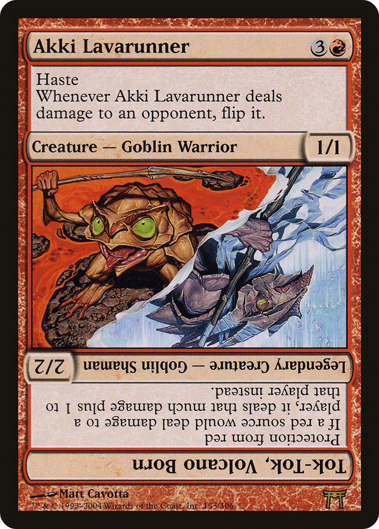 Akki Lavarunner // Tok-Tok, Volcano Born (CHK-153) [Champions of Kamigawa] Foil