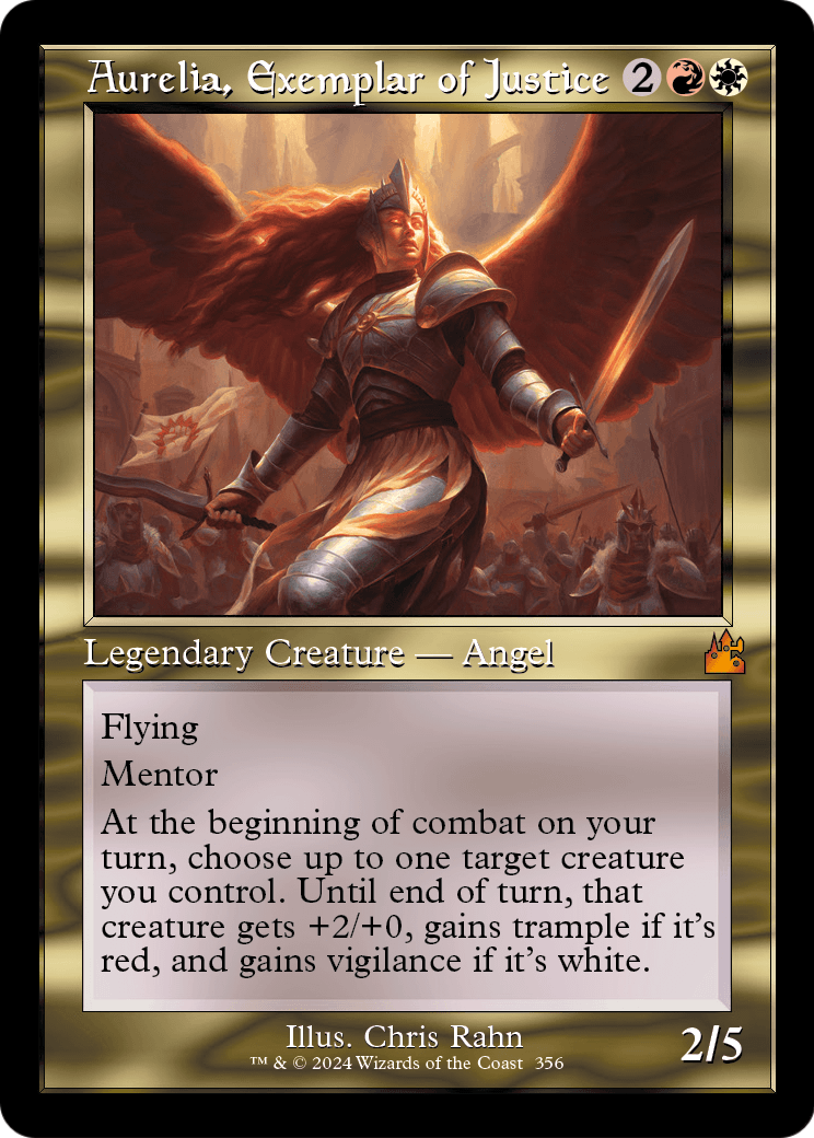 Aurelia, Exemplar of Justice (Retro Frame) (RVR-356) [Ravnica Remastered]