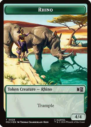 Rhino (0029) // Elephant (0028) Double-Sided Token (Surge Foil) (MSC-29 // 28) [Commander: Marvel Super Heroes] Foil