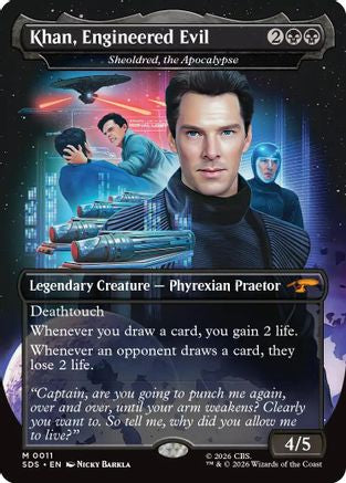 Khan, Engineered Evil - Sheoldred, the Apocalypse (Borderless) (SDS-011) [Star Trek: Stardates] Foil