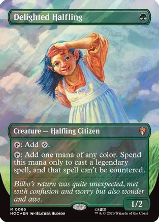 Delighted Halfling (Borderless) (Surge Foil) (HOC-065) [The Hobbit] Foil