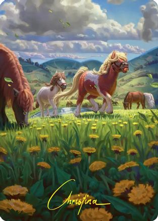 Troop of Ponies Art Card (Gold-Stamped Signature) (ASHOB-001) [Art Series: The Hobbit]
