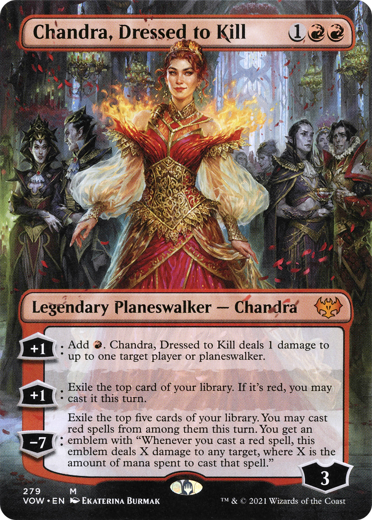 Chandra, Dressed to Kill (Borderless) (VOW-279) [Innistrad: Crimson Vow] Foil