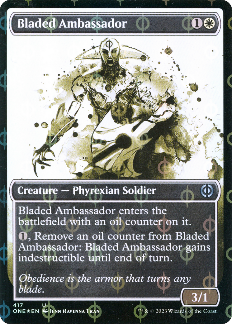 Bladed Ambassador (Showcase) (Step-and-Compleat Foil) (ONE-417) [Phyrexia: All Will Be One] Foil