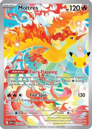Moltres (130/128) [ME 30th Celebration] Holofoil - Illustration Rare