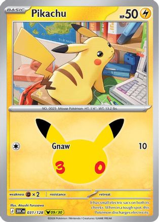 Pikachu (031/128) [ME 30th Celebration] Holofoil - Pikachu Rare