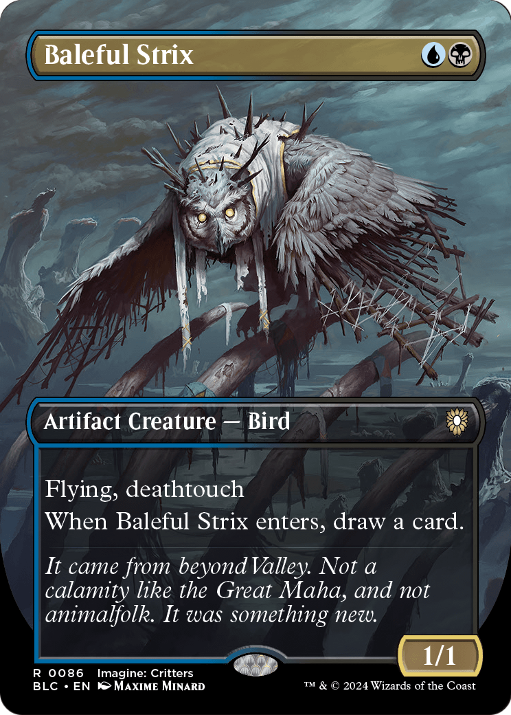Baleful Strix (Borderless) (BLC-086) [Bloomburrow Commander]