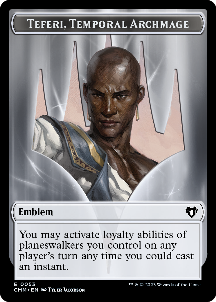 Teferi, Temporal Archmage Emblem (TCMM-053) [Commander Masters Tokens]