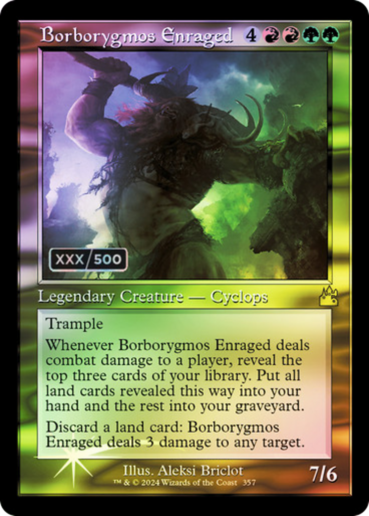 Borborygmos Enraged (Retro Frame) (Serial Numbered) (RVR-357) [Ravnica Remastered] Foil
