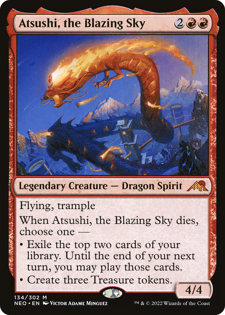 Atsushi, the Blazing Sky (NEO-134) [Kamigawa: Neon Dynasty] Foil