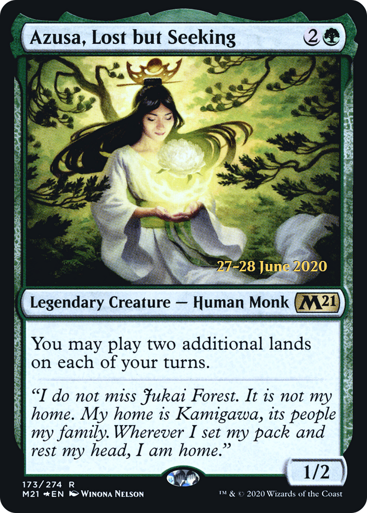 Azusa, Lost but Seeking (PRE-173S) [Core Set 2021 Promos] Foil