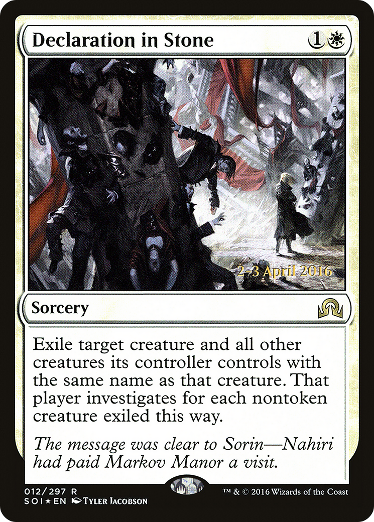 Declaration in Stone (PRE-12S) [Shadows over Innistrad Promos] Foil