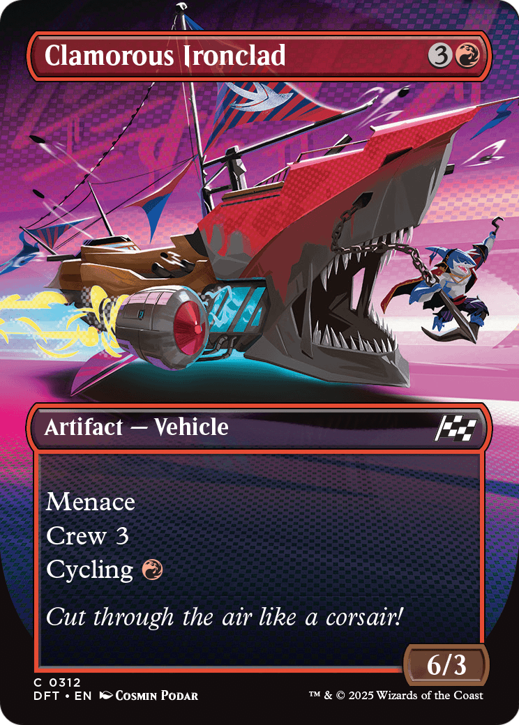 Clamorous Ironclad (Borderless) (DFT-312) [Aetherdrift] Foil