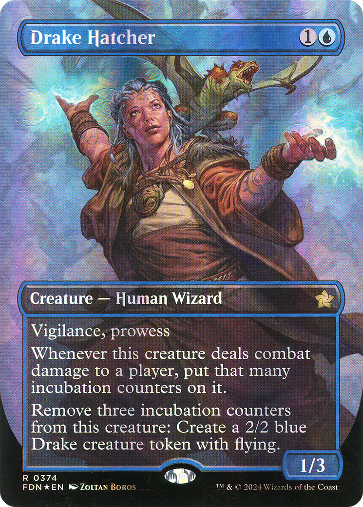 Drake Hatcher (Borderless) (Mana Foil) (FDN-374) [Foundations] Foil