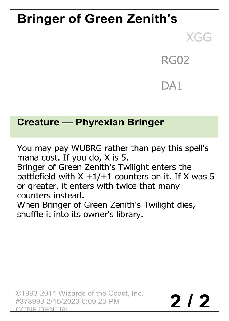 Bringer of Green Zenith's Twilight (UNK-RG02A) [Unknown Event]