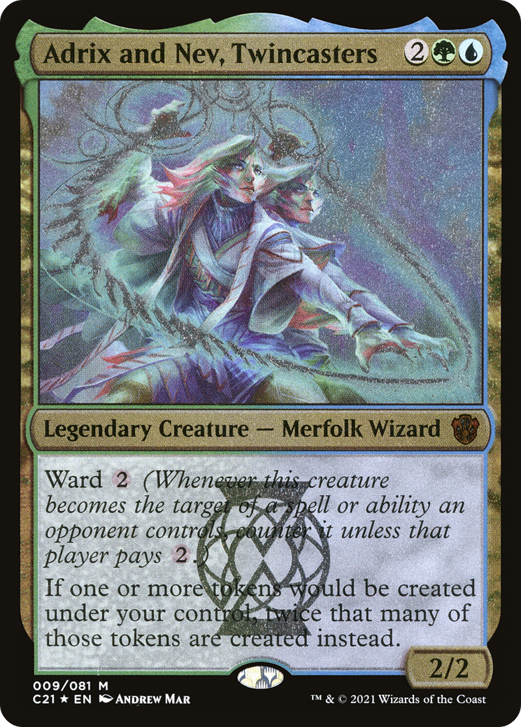 Adrix and Nev, Twincasters (Display Commander) - Thick Stock (C21-009) [Commander 2021 Display Commanders] Foil