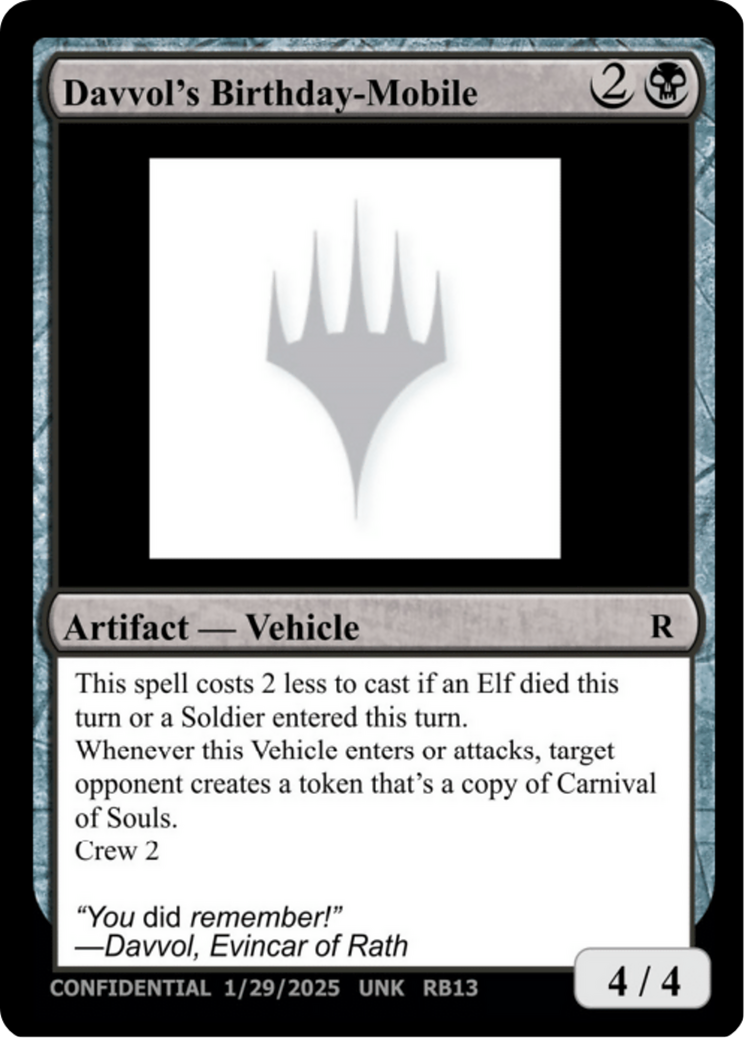 Davvol's Birthdaymobile [Un-Known Event Playtest Cards]