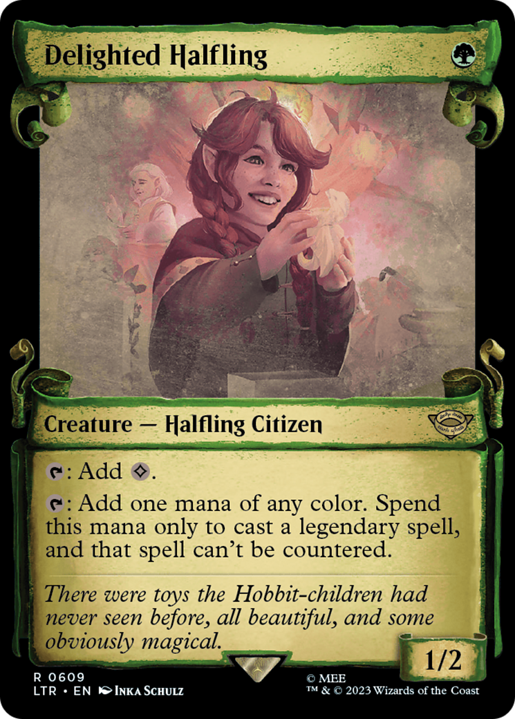 Delighted Halfling (Showcase Scrolls) (LTR-609) [The Lord of the Rings: Tales of Middle-earth] Foil