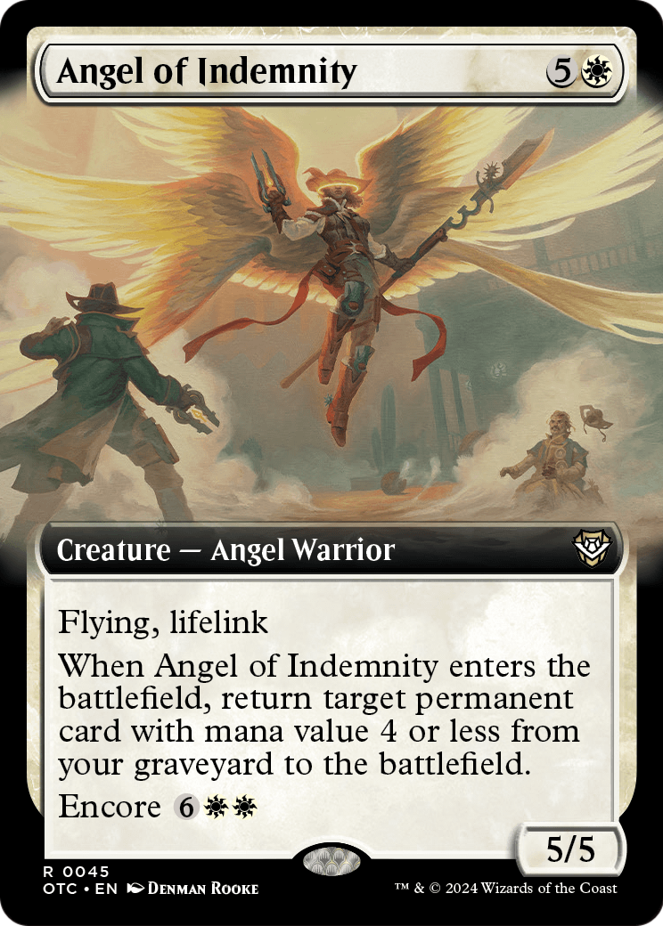Angel of Indemnity (Extended Art) (OTC-045) [Outlaws of Thunder Junction Commander]