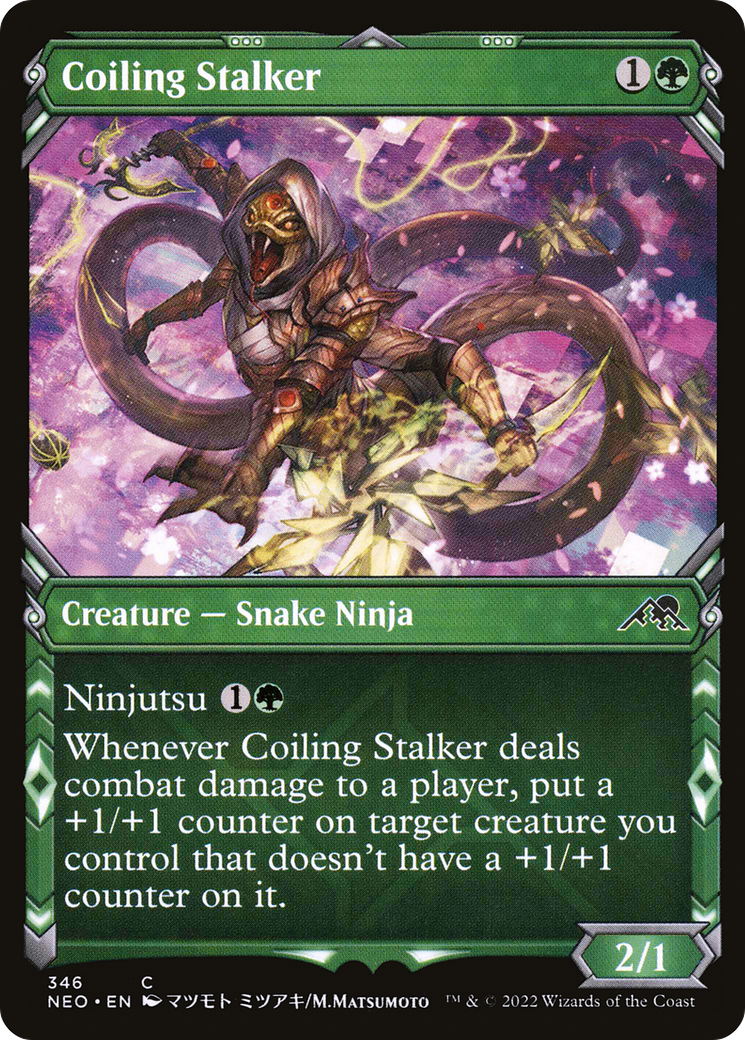 Coiling Stalker (Showcase) (NEO-346) [Kamigawa: Neon Dynasty] Foil