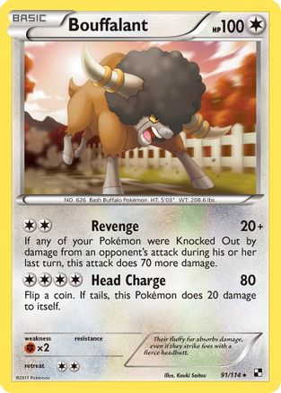 Bouffalant (91/114) [Black and White] Reverse Holofoil - Rare